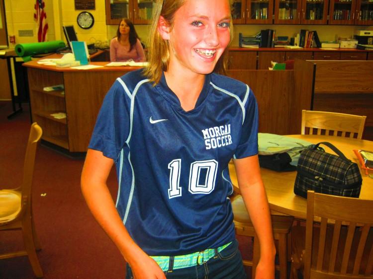 A happy looking freshman on the girls soccer team!