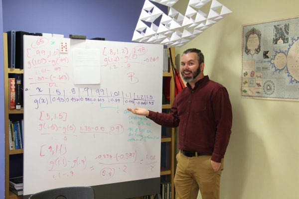 Mr. Milcent in front of whiteboard