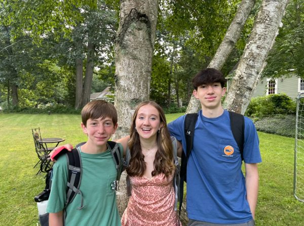 Leah Scoppa (Middle) standing with brothers Jay (Left) and Will (Right) on the first day of school 2023