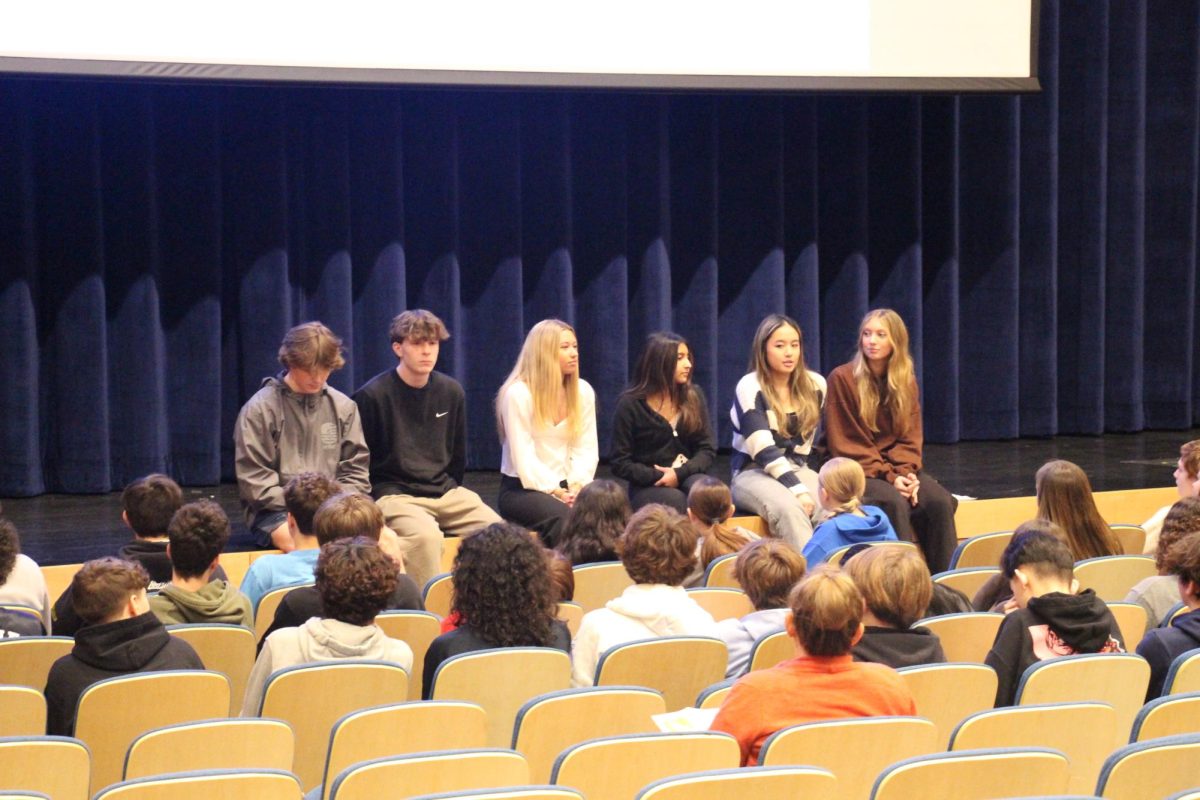 Student panel talking to 8th graders
