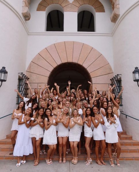 Katie Martin with a group of girls in her sorority chapter.