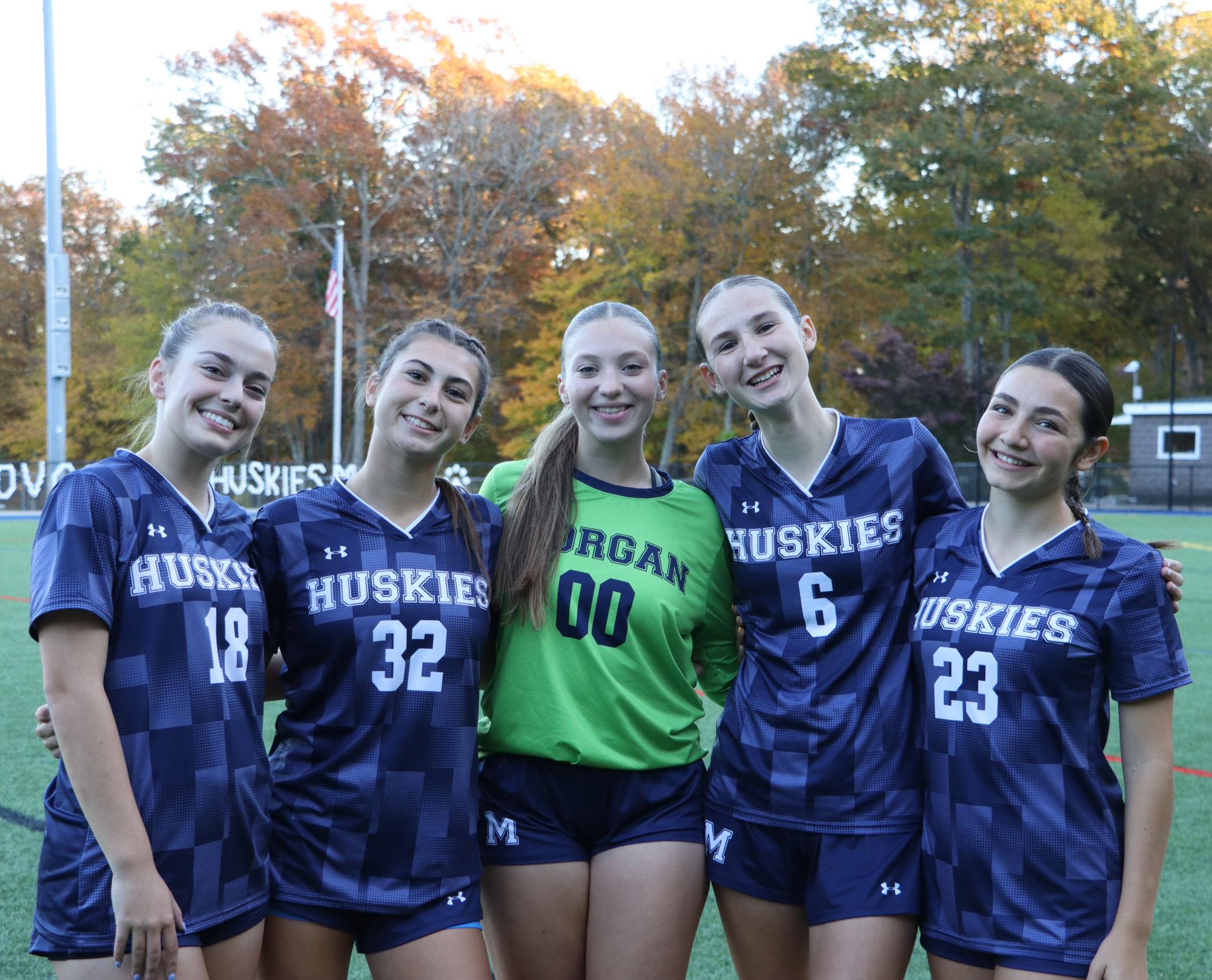 Seniors Olivia Rutolo, Rachel Spaziano, Lili Novicki, Lili Luciani, and Gabi Navarra