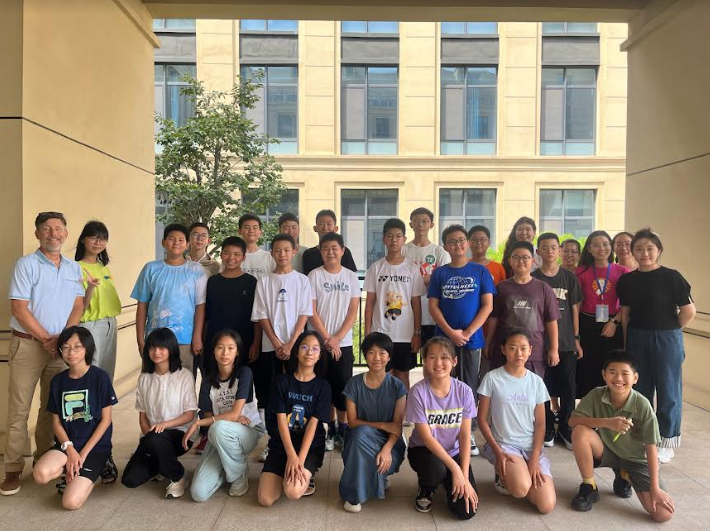 Mr. Bergman, photographed with his middle school students in China