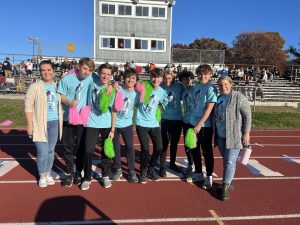 PowderPuff cheer team, Mrs. Davis on far left.