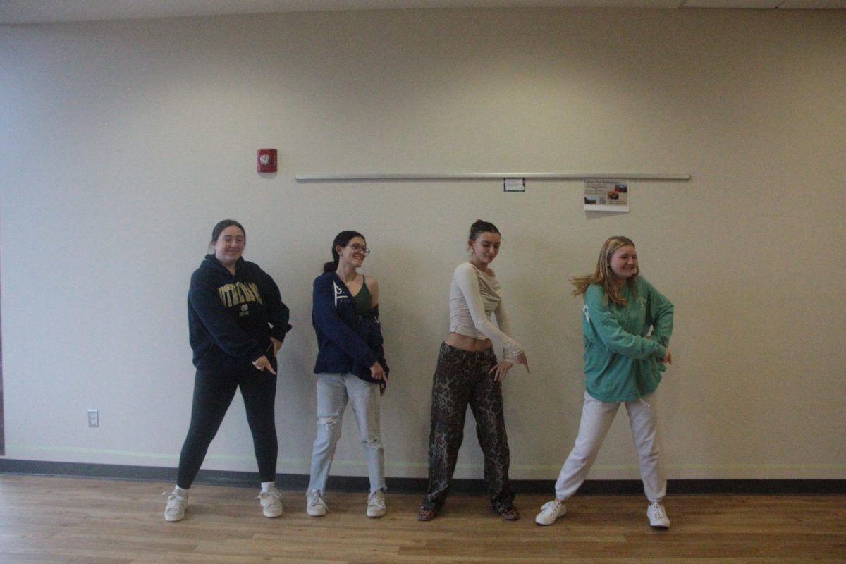 Sophomore Libby Burns, Senior Aleia Aleman, Senior Alyssa Ruthstrom, Sophomore Emerson Dunning dancing to "Dancing Queen"