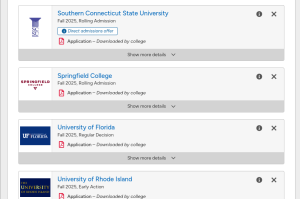 Common app college list of applications applied to