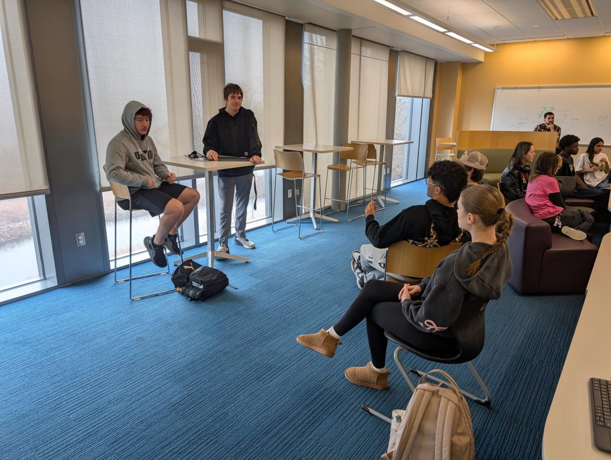 Students meet during the roll-out of the JP Senior Mentorship Program