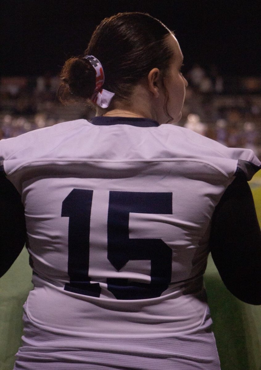 Sophomore Mackenzie Huckabey at her first MSW football game as a player