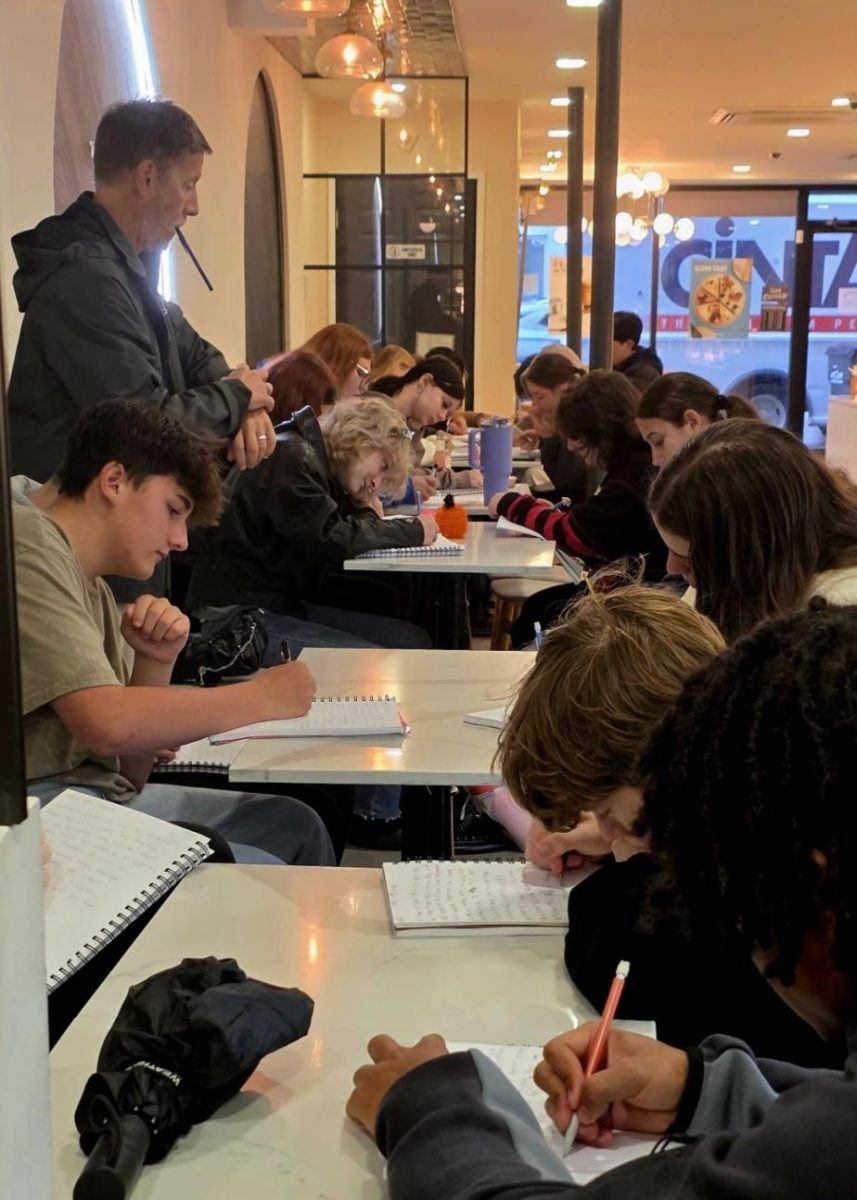 Students working on a timed writing exercise 