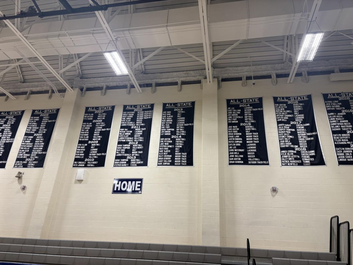 All-State banners hanging in the Morgan gym 