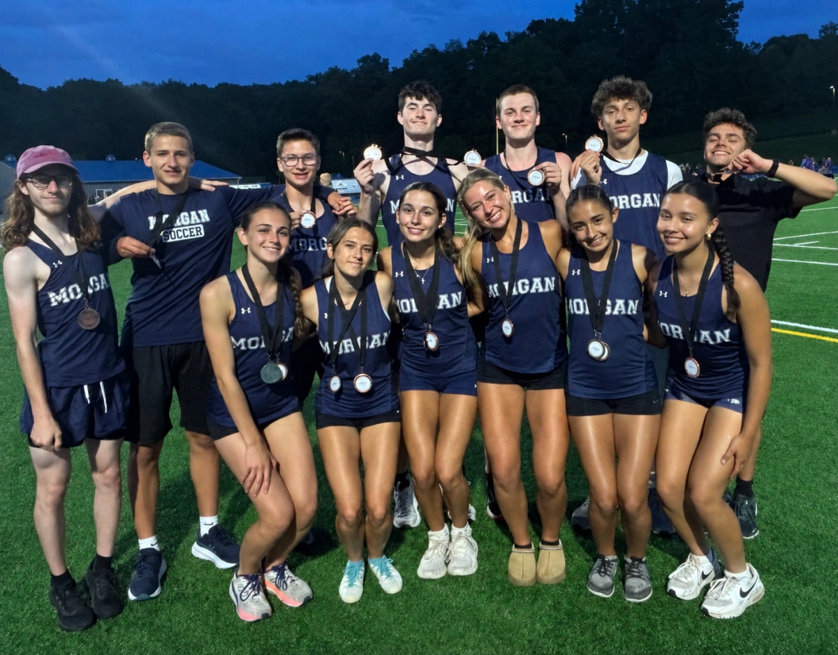 The Morgan outdoor track and field team after receiving their medals at the Shorelines Conference Championship. 