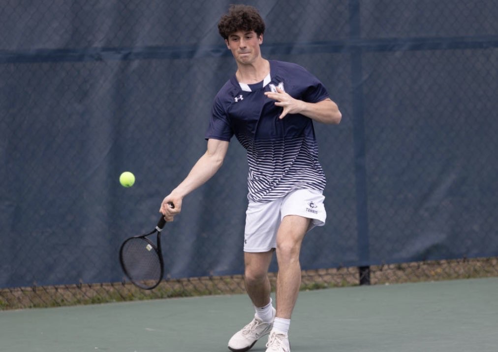 Nathan Miller gearing up to return a serve. 