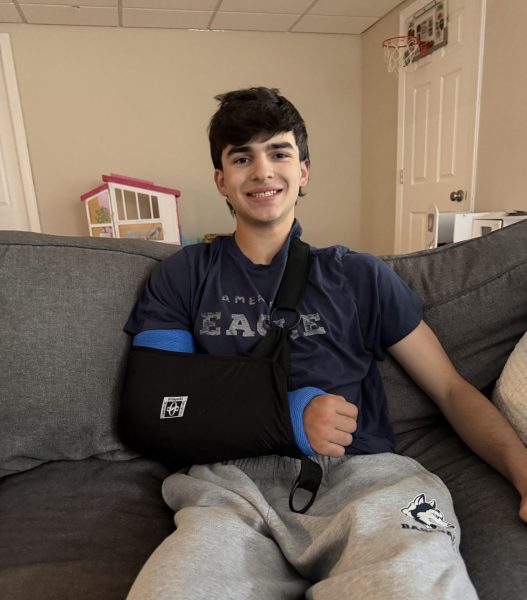 Jack Henry Palazzo post surgery recovering while on the couch 