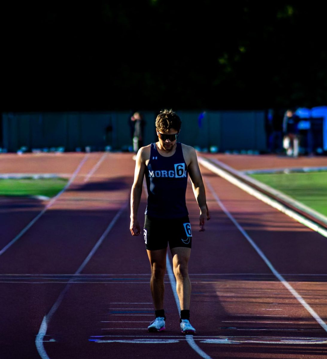 Michael Bowker lining up for the 1600 meter at the Class S State Championship. 