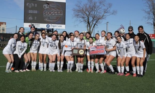 Picture after Morgan girls soccer state championship win